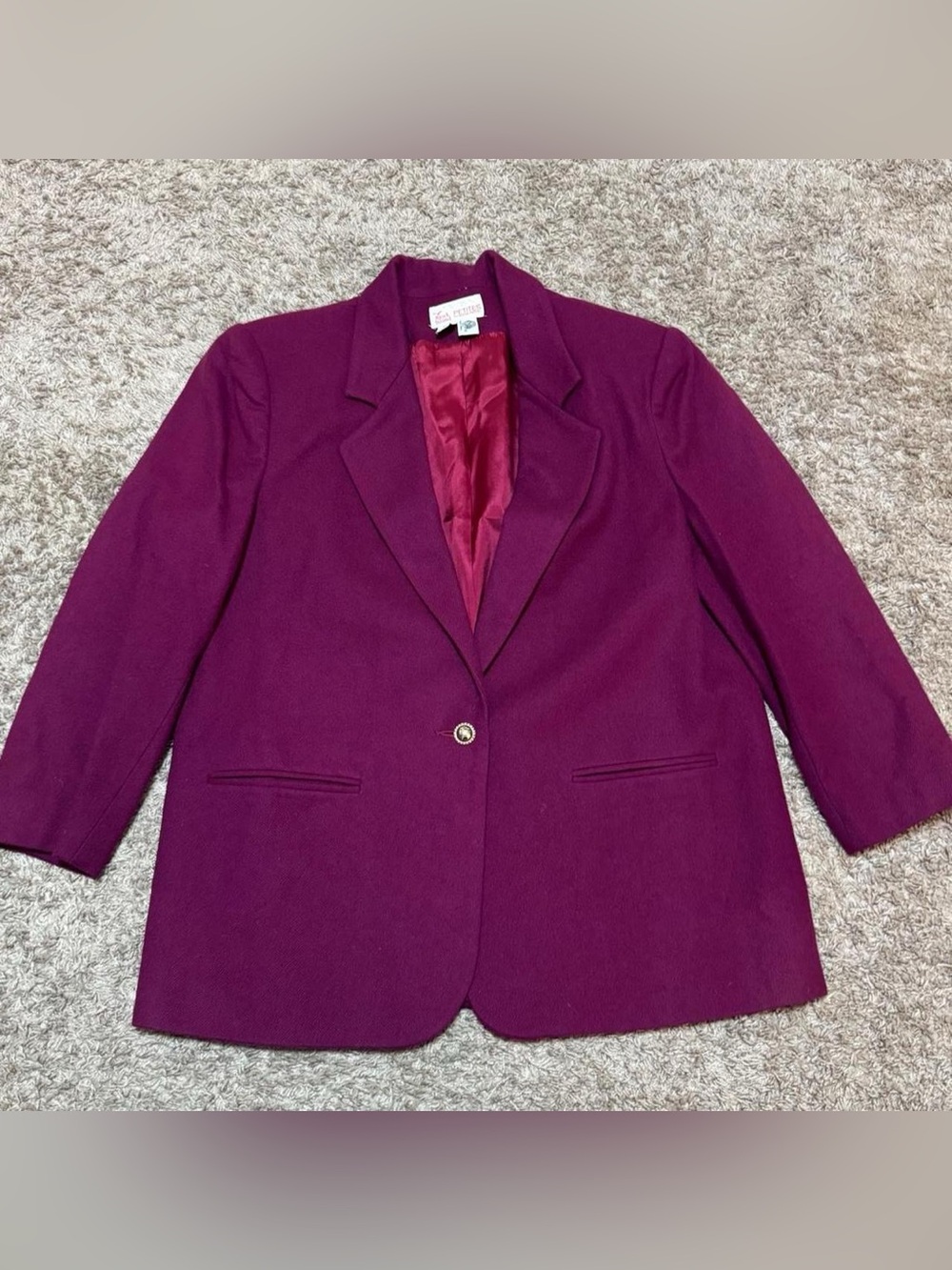 Vintage Block Island Petites by Marina Pappas Plum Purple Blazer Size 16P